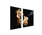 DarHaus Herdabdeckplatten tweiteilig 100x52 cm Ceranfeld Abdeckung Glas Spritzschutz Abdeckplatte Glasplatte Herd Ceranfeldabdeckung Deko, Orchidee Schwarz