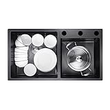 Restaurant-Spülbecken, Küchenspüle, Nano-Spüle, 304 Edelstahl, Haushalt, Küchenspüle (schwarz(c) 81 x 43 x 22 cm)