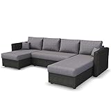 VitaliSpa XXL Schlafsofa in Grau Schwarz - Stellmaß: 290 x 185 cm - Liegefläche: 270 x 140 cm - Sofa Couch Schlafcouch Ecksofa Taschenfederkern Eckcouch