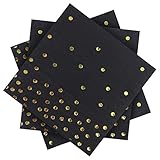 Aneco 120 Pack Schwarz mit Gold Dots Papier Servietten Cocktail Servietten mit 2-Lagen Ideal Gold Party Dekorationen, Geburtstagsparty Zubehör, 5 von 5 Zoll