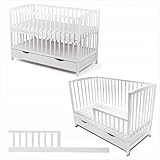 Dedstore-Baby Babybett mit Matratzenüberzug 120x60 cm Höhenverstellbar - Babybett Komplett Set - Beistellbett Baby Weiß - Baby Bett - Kinderbett - Babybetten - Bett Baby - Baby Bed