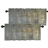 Batmerry Taupe Quadrate Textur-Volant-Vorhänge, grau und beige, Kunstmalerei, Fensterbehandlung, Küchenvolants, mehrschichtiges Polyester, 2 Stück, 132.1x40.6 cm