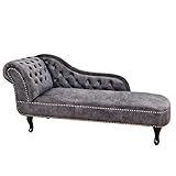 riess-ambiente.de Chesterfield Récamière 170cm grau strukturiertes Samt mit Knopfheftung und Nietenbesatz