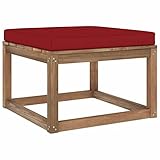 ZEYUAN Gartenhocker mit Kissen, Hocker Outdoor, Gartenmöbel, Sitzhocker, Beistelltisch Outdoor, Blumenhocker, Pflanzen Hocker, Weinrot