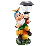 Wichtelstube-Kollektion Gartenzwerg Manfred LED Solar Laterne Gartendeko Solarlampe für den Garten, lustige Gartenfigur Dekofigur 25 x 23 x 39cm