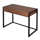 WOLTU® Schreibtisch TSG27dc Computertisch Bürotisch Arbeitstisch PC Laptop Tisch, in Melamin, mit 2 Schubladen, aus Holz und Stahl, 100x50x76cm(BxTxH), Dunkelbuche