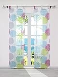 ESLIR Schiebegardinen Set 2er Flächenvorhänge mit Klettband Gardinen mit Schlaufen Schiebevorhang Voile Schlaufenschal Transparent mit Kreis Muster Bunt BxH 57x175cm 2 Stück