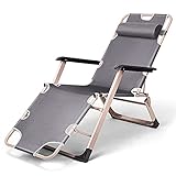 MKYOKO Leichter klappbarer Liegestuhl, ergonomischer Garten-Entspannungsstuhl, Schaukelstuhl mit Kopfstütze, bis 150 kg, für Strand, Garten, Balkon, Camping (Grau D)