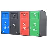 Robuster Müll-/Mülleimer Im Freien Sortiermüll Can Große Kapazität Verdickte Stahl Mülleimer Kanal Container 240L Vierkategorien Mute Pedal Mülleimer Außenmülleimer für Terrasse, Hinterhof, Deck