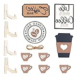 13 Stück Schild Bauernhaus gestuftes Tablett Dekoration Mini Kaffeetasse Rustikales Holz Kaffeeschild für Küche Tisch Regal Holzschilder für Heimdekorationen