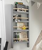 Haus Projekt Grauer Bücherregal für Kinder, Offenes Kinderzimmerregal aus Holz, Mehrzweck Regal mit Vier Reihen, platzsparender Spielzeug-Organiser, Wall Bookcase - Grey