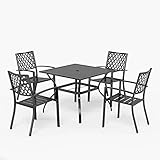 PHIVILLA Gartentisch und Stühle 4er Set Terrassentisch Stühle Metall Outdoor Bistro Gartenmöbel Sets Wetterfest (Netz), Schwarz, Chairs: 64 x 58 x 89 cm Table:94 x 94 x 72 cm, S5-1