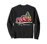 Klassischer roter Vintage-Wagon Truck Weihnachtsbaum Design Sweatshirt