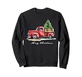 Klassischer roter Vintage-Wagon Truck Weihnachtsbaum Design Sweatshirt