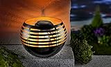 Weltbild Solarleuchte 'Nero' mit Flammeneffekt - Schale aus schwarzem Metall, mit 36 LEDs: simulieren flackernden Feuerschein, Toller Blickfang für Garten, Balkon & Co. Ø ca. 20 cm