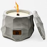 Tischfeuer Outdoor | Wachsfresser mit Dauerdocht | Kerzenfresser aus Beton | Schmelzlicht made in germany | Kerzenrestefresser | Wiederbefüllbarer Tischkamin outdoor | Recycling von Kerzen (Hell)