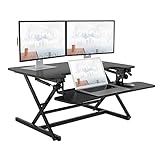 SANODESK Sitz Steh Schreibtisch Stehpult Höhenverstellbarer Schreibtisch 68 * 59cm Schreibtischaufsatz Doppelmonitor-Riser Computertisch(M8MB) (89 * 59cm)