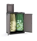 Keter Split Basic Recyclingschrank, grau/schwarz, 68 x 39 x 85 cm, manuelle Öffnung
