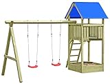 Spielturm Premium M mit 2X Schaukel Sandkasten aus Holz TÜV-geprüft