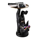 Jiashemeng Tablett Deko, Skulptur Deko Modern Skulptur Liebespaar, Schmuckschlüssel Telefon Candy Aufbewahrungskorb, Hippo Figuren Ornament Home Desk Dekoration Blau (Color : Black)