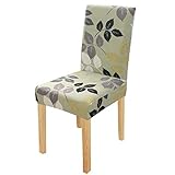 Dioxide Stuhlhussen 4 Stück Elastische Moderne Beschützer Stuhlhussen, Hochzeit Partys Bankett Deko, bi-Elastic Spannbezug, sehr pflegeleicht und langlebig Universal - Blätter