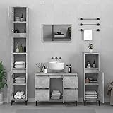 BULANED 3-TLG. Badmöbel-Set, Badezimmermöbel Set, Badezimmerschrank, Bathroom Furniture Sets, Badschrank, Bad Möbel Modern Set, Badmöbel, Betongrau Holzwerkstoff