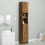 ZEYUAN Badezimmerschrank, Aufbewahrungsschrank, Bad Kommode, Bad Schrank, Badzimmer Schrank, Badezimmer Möbel, Räuchereiche 32x25,5x190 cm Holzwerkstoff