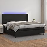 UYSELA Home Sets mit Boxspringbett mit Matratze & LED schwarz 200x200 cm Kunstleder