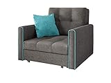 Mirjan24 Sofa Viva Bis I mit Schlaffunktion, Schlafsofa, einsitzer Polstersofa mit Bettkasten, Bettsofa inkl. Kissen, Farbauswahl, Wohnlandschaft (Alova 36 + Alova 29)