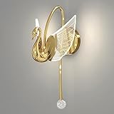 KEYQEEN Moderne 8-W-LED-Wandlampen, nordische kreative Schwanen-Gold-Wandleuchte für Hintergrund, Schlafzimmer, Wandleuchten, Heimdekoration, Innenbeleuchtung