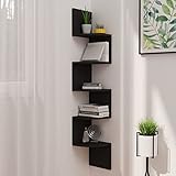 CIADAZ Wand-Eckregal, Bücherregal, Wandregal, Eckwandregal, Regalbrett, Badezimmerregal, Floating Shelf, Chweberegal, Schwarz 19x19x123 cm Spanplatte