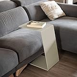 MILUKA Beistelltisch Beige | Couchtisch, Wohnzimmertisch oder Sofatisch | Laptoptisch für Couch, Sofatablett, betttisch, Beistelltisch Sofa | Beistelltisch C Form Aus ochwertigem Metall (Beige)