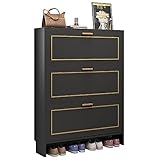 ZORZA Schuhschrank Schmal, Schuhschrank Fächer Schuhkipper Schuhregal, Shoe Cabinet Slim, Schuhschränke, Schuhregal Geschlossen für Diele, Wohnzimmer,A,90×17×118cm/35×6.7×46in