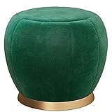 TONPOP Ottoman-Hocker-Sitz, rund, Samt, moderner 45 cm hoher Fußhocker auf goldfarbener Metallbesatz-Messingbasis, multifunktionale Fußstütze, Hocker-Sitz