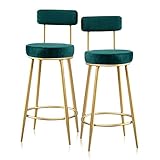 Küchentheke 25,6'' Barhocker Bar-/Thekenhöhe Hocker Stühle mit Goldener Fußstütze Moderne samtgepolsterte Barhocker Esszimmerstuhl, 2er-Set, Grün