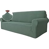 Ystyle Stretch Sofa überzug 3 Sitzer, Elastisch Sofabezug Mit Armlehnen, Jacquard Couch überzug rutschfest, Waschbar Sofa Cover Protector Für Hunde Haustiere, Verde Claro