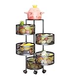 Küchenwagen Servierwagen Rollwagen 360-Grad-Rollwagen Mit Rädern, Mehrschichtiges Küchenlagerregal, Korbwagen, Gemüse- Und Obstregal Regalwagen Aufbewahrungswagen Küchenrollwagen ( Color : A-Black , S