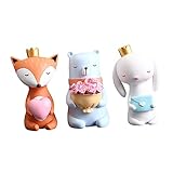 Amosfun 3 Stück Harz-Ornamente Geschenke Für Auto Hochzeit Heimdekoration Valentinstag-Figuren Hasen-Ornament Osterhasen-Statue Harz-Desktop-Dekoration Tier Mit Blumenverzierung