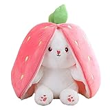 papasgix Hasen Plüschtier Hase Kuscheltier, 18/25/35 cm Verstecken Osterhasen Stofftier, Kaninchen Plüschtier In Karotte Erdbeere Hochwertiges Kuscheltier für Babys Kinder Erwachsene Ostern