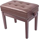 Yisss Klavierhocker Verstellbare Klavierbank mit automatischem Hub, Keyboard-Bankhocker mit Notenfach, einfache Montage, 55 x 34 x 47–57 cm (Null braun)