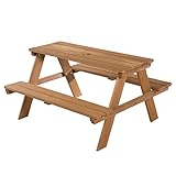 roba Kinder Outdoor+ Sitzgruppe - Picknick for 4 - Garten Sitzgarnitur aus wetterfestem Massivholz - 4 Plätze - Teak