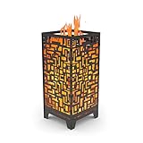Feuertonne Blöcke – Premium Feuerkorb mit Motiv Kästchen, Blöcke, 80cm eckig, Stahl - Feuerstelle für Garten und Terrasse