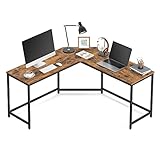 VASAGLE Eckschreibtisch, L-förmiger Computertisch, Bürotisch, Arbeitszimmer, Homeoffice, Gaming, platzsparend, einfache Montage, Industrie-Design, vintagebraun-schwarz LWD73X