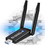 1300Mbps USB WLAN Stick für PC Dual 5dBi Antenne Wireless Adapter für Desktop Laptop 2.4Ghz/5Ghz Band WiFi Dongle Kompatibel mit Windows 10/7/8/8.1/XP/Vista Mac OS 10.9-10.15