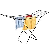 KADAX Wäscheflügeltrockner, Wäscheständer mit Flügeln, Trockenlänge 18m/23m, Luftstromwäscheständer aus pulverbeschichteten Stahl, klappbarer Trockner (Schwarz/2-Flügel)
