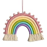 Yaasier Woven Regenbogen Wandbehang Für Kinderzimmer Deko,Makramee Regenbogen Handgewebte Tapisserie Dekorieren Sie Den Handgewebten Regenbogenanhänger Kinder Wand Dekoration