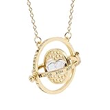 ZLESAGII Zeitumkehrer Halskette mit Sanduhr Anhänger 360 Grad Zeit Konverter Charme Film Liebhaber Fan-Merch Kinder Geschenk Kette Gold