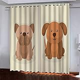 Vorhänge Blickdicht Mit Ösen - 2 Stücke Thermogardine Schlafzimmer Wohnzimmer Kinderzimmer 3D Cartoon-Tierhund Druck Modern Vorhang Wärmeisolierend Schallschutz 300X270cm (BxH)