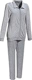 Erwin Müller Damen Nicki Freizeitanzug, Freizeithose, Freizeitjacke grau meliert Größe 42 - Reißverschluss, Eingriffstaschen, angenehm weich