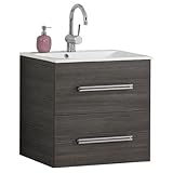 FACKELMANN Waschtisch Como 60cm inkl. Gussbecken, Pinie anthrazit Nachbildung